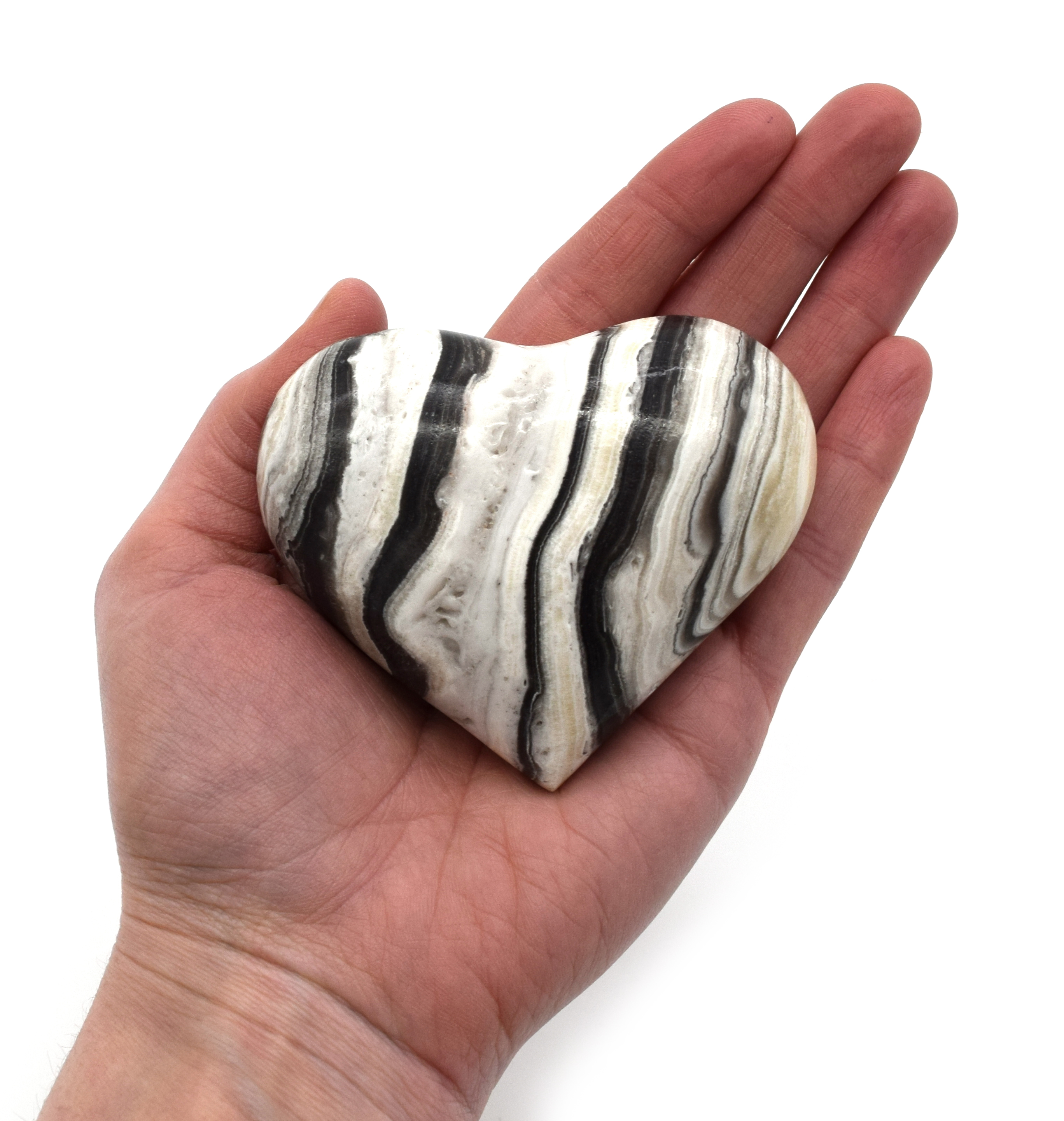 Chic Zebra Onyx Heart Figure, 3" wide, 2.75" long, 1.5" tall (0.6lb