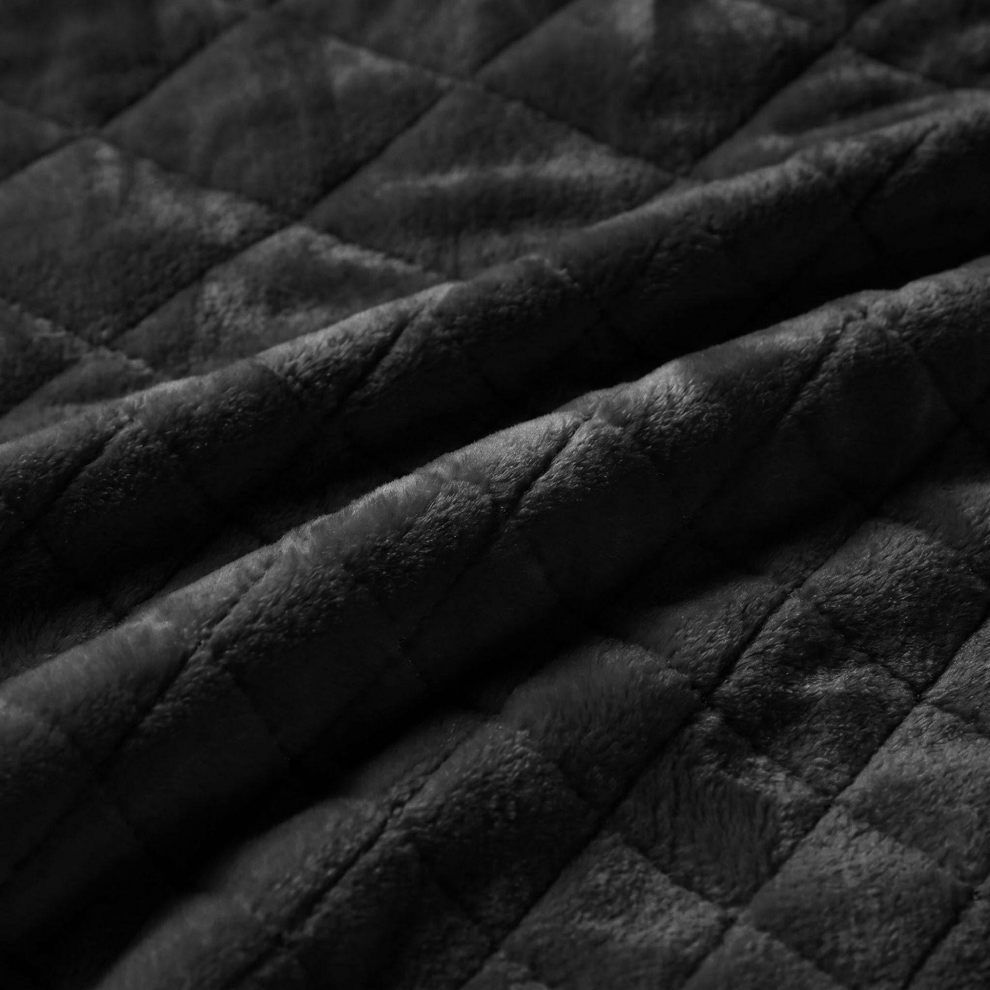 Superior Holly Grid Fluffy Fleece Blanket, King Size, Black