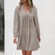 thumbnail image 5 of Vestido largo estampado de manga larga con cuello en V informal para mujer sexy a la moda Fridja NMB1709, 5 of 6