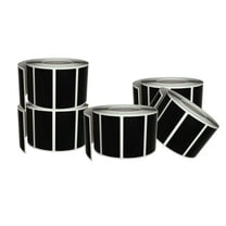 Black Sticker Label Rolls 1.57" x 0.75", 5 Rolls- 2500-Pack, Rectangular Easy Write Labels 40mmx19mm by Royal Green