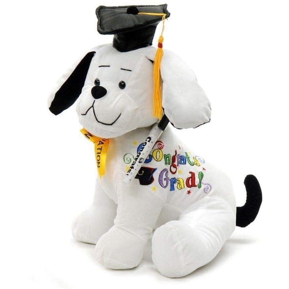 Black Graduation Autograph Dog With Pen, Black Hat - Congrats Grad! - 10.5”H- Medium - Hound Dog Gift Toys for Graduate Student Party (10.5”H- Medium)