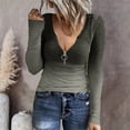 thumbnail image 1 of Puntoco - Camiseta de manga larga con cuello en V y estampado de moda de verano para mujer Puntoco Puntoco-1732, 1 of 5