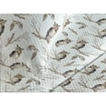thumbnail image 3 of Ambesonne Owl Lover Quilted Coverlet 3 Pcs, Autumn Forest Birds Print, King Size, Pale Brown Grey White, 3 of 4