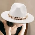 thumbnail image 2 of LINLIN Fedora Hat Unisex Wide Brim Jazz Hat Gentleman Hat with Big Gold Chain Autumn Winter Panama Hat for Men & Women, 2 of 3
