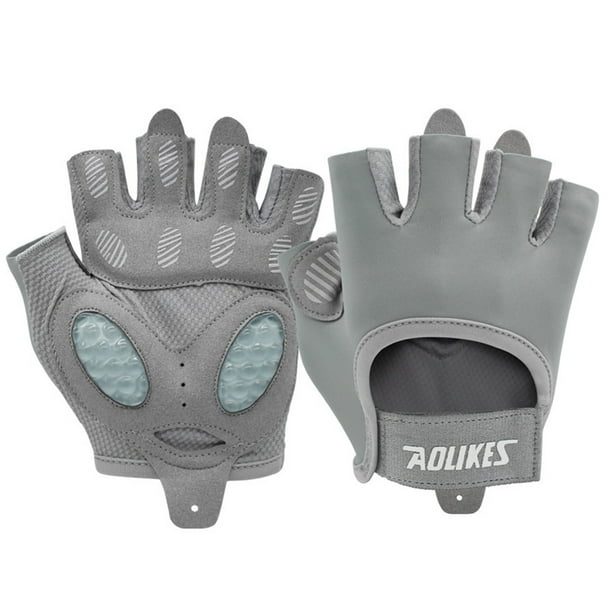 Guantes de Fitness Sonducket 2 uds Culturismo Mancuerna Ajustable Medio Dedo Gris S