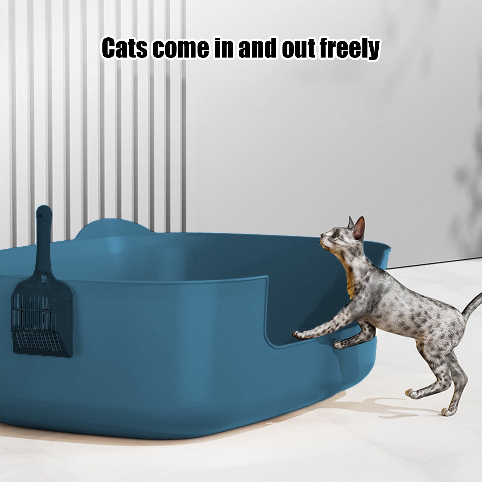 Large Cat Litter Box with High Sides, Open Kitty Litter Boxes Anti-Splashing for Indoor Cat Low Entry Cat Litter Pan for Small and Elderly Cats, Tool-Free Assembly