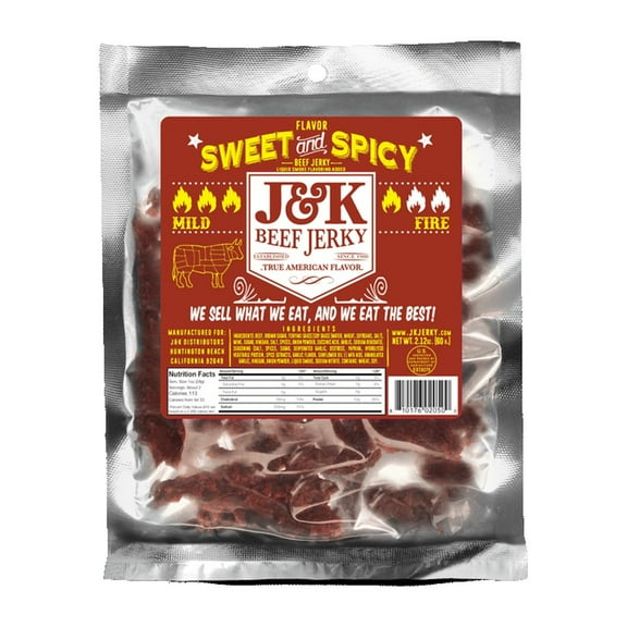J&K Beef Jerky - Sweet & Spicy Flavor, 2.12 oz
