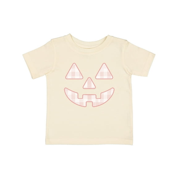 Inktastic Plaid Pastel Pink Pumpkin Face Halloween Decor Girls Baby T-Shirt