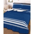 thumbnail image 3 of Quilts Twin Size Bedding Set, Blue Striped Lightweight Quilted Comforter, Farmhouse Blue White Stripes Soft Reversible Bedspread Coverlet with Pillow Covers for All Season, 68" x 86", 3 of 7