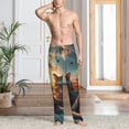 thumbnail image 2 of Yiaed Cool Cat Driving Sunset Print Men's Lounge Pants, Loose PJ Bottoms, Long Pajama Pants for Men-X-Large, 2 of 6