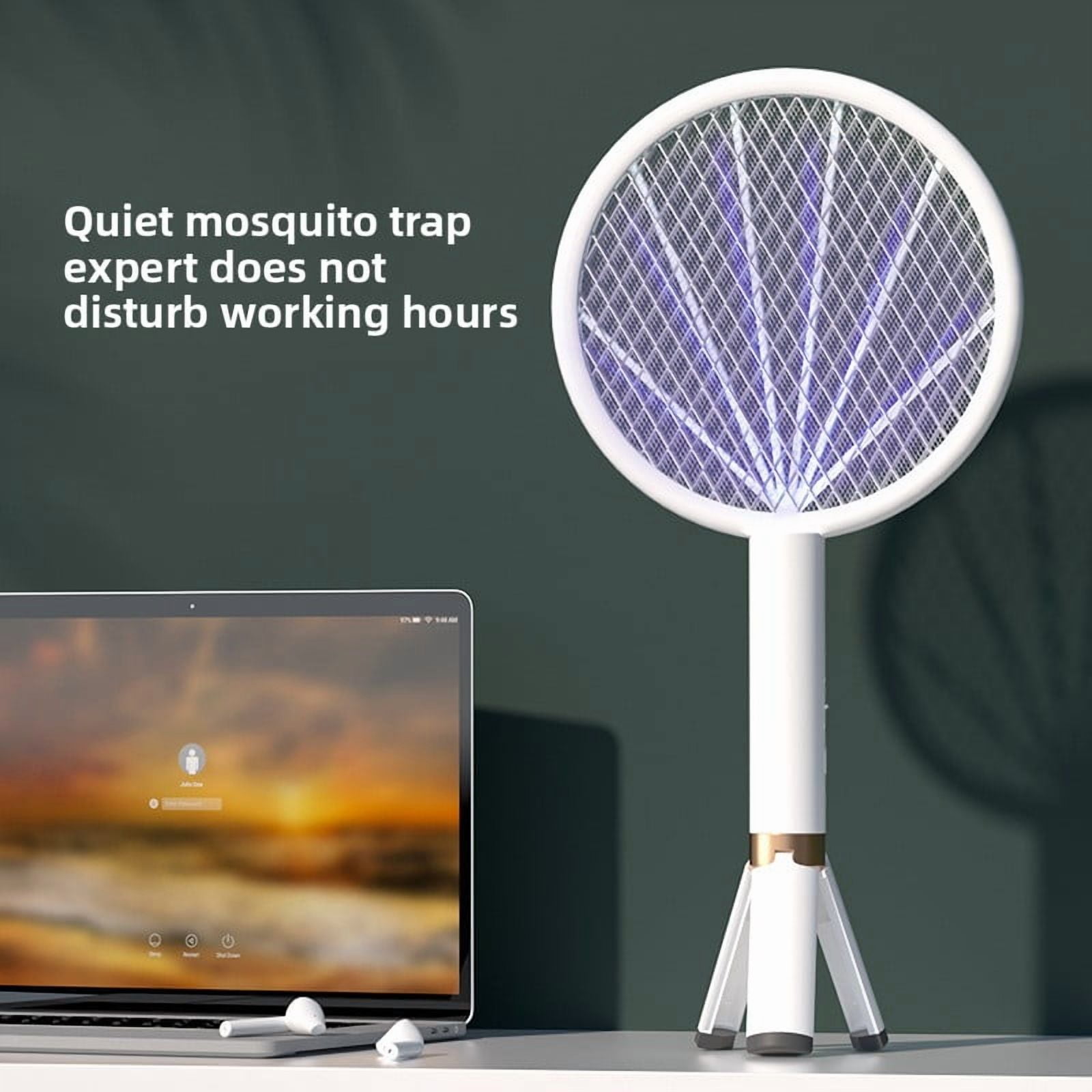 Multifunctional dual-purpose electric mosquito swatter, purple light mosquito trap, three-dimensional base, solar charging, long-lasting battery life