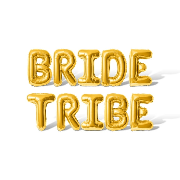Letter Balloons - BRIDE TRIBE 16" Inch Alphabet Letters Foil Mylar Balloon Bachelorette or Bridal Shower Party Banner (Gold)