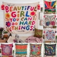 thumbnail image 2 of Soft Blanket,Tapestry Blanket Retro Watercolor Look Super Soft Blanket With Encouraging Words Sherpa Blanket, 2 of 7