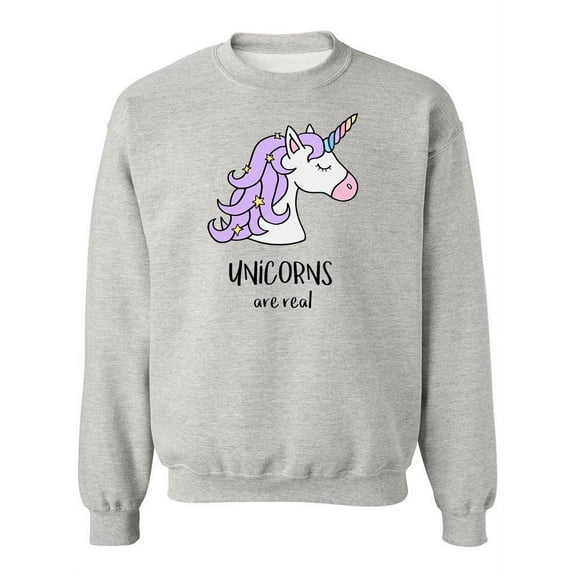 "Unicorns Are Real" Cute Quote. Sweatshirt Women -Image by Shutterstock, Female Large