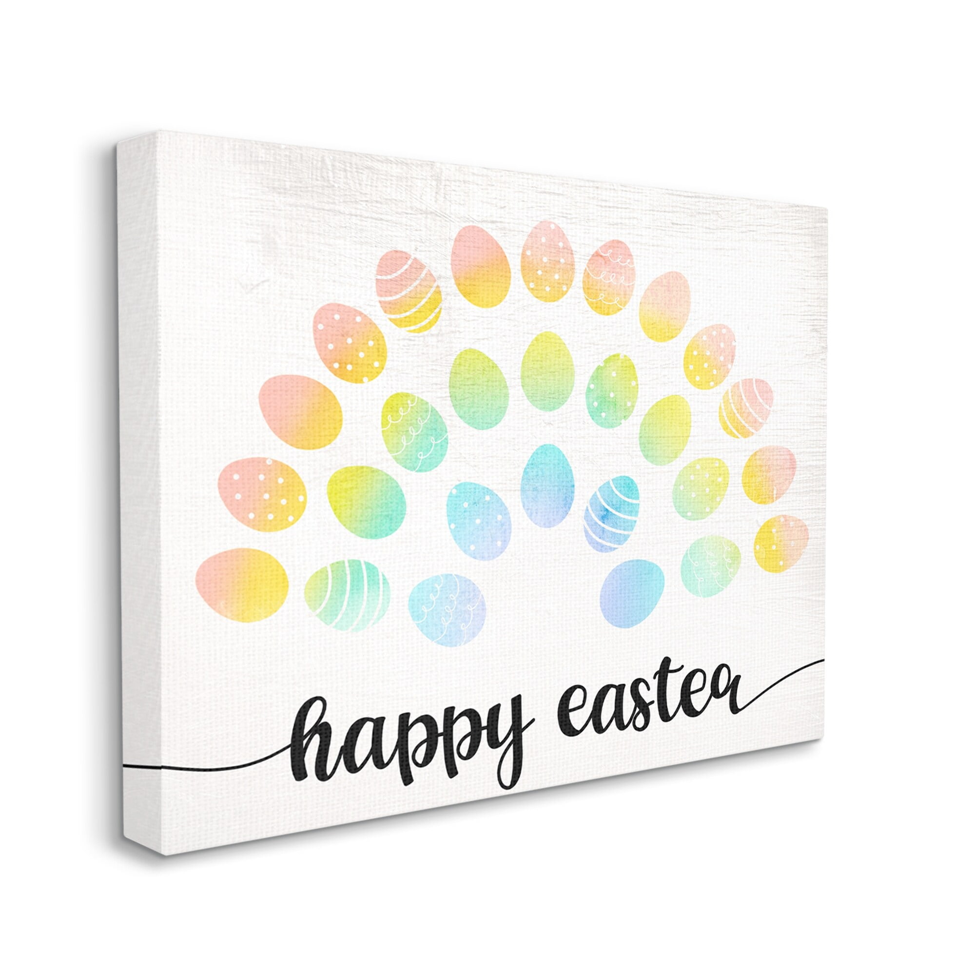 Stupell Industries Happy Easter Phrase Patterned Egg Rainbow, 40 x 30,Design by Daphne Polselli