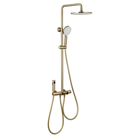 Thermostatic Exposed Shower System, Four Functions Shower Set with Display Valve Trim Kit