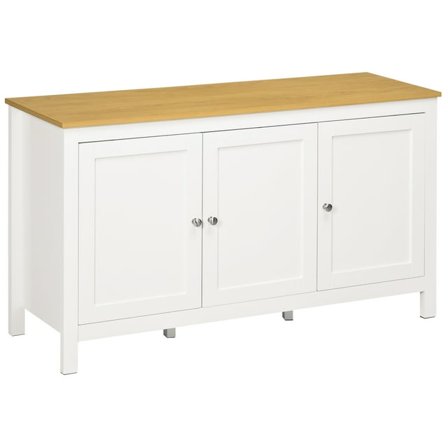 HOMCOM Armoire de Rangement, Buffet, Bahut avec Portes, Blanc