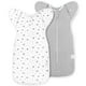 thumbnail image 1 of ANYEDDE Paquete de 2 sacos de dormir para bebé de 3 a 6 meses, pañales de transición con puños extraíbles y cremallera de 2 vías, diseño de estrellas grises, saco de algodón transpirable para recién n, 1 of 5