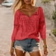 thumbnail image 1 of MHFRRA Blusa de Lino con Hombros descubiertos y Ribete de Encaje para Mujer, Elegante y Cómoda. Rojo, 1 of 3