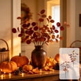 thumbnail image 7 of Racsoh Artificial Eucalyptus Branch, Faux Fall Greenery 3 Prong Stems, Realistic Looking Plastic Foliage, for Thanksgiving Vase Flower Arrangement Home Decor (Red), 7 of 7