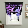thumbnail image 2 of Purple Dinosaur Tie Up Curtains for Windows, Adjustable Balloon Window Shades, JUST A Boy Who Loves Dinosaur Jungle Animals Kitchen Window Treatments Farmhouse Short Curtains with Rod Pocket 42"x45", 2 of 8