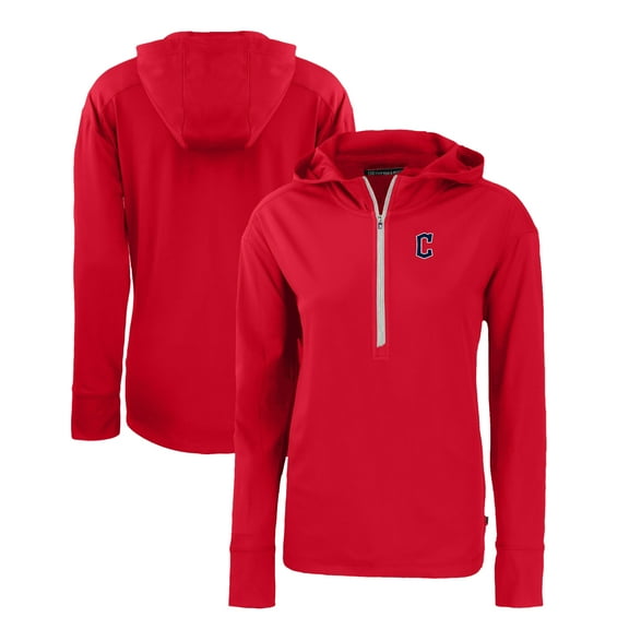 Women's Cutter & Buck Red Cleveland Guardians Daybreak Eco Recycled Half-Zip Hoodie