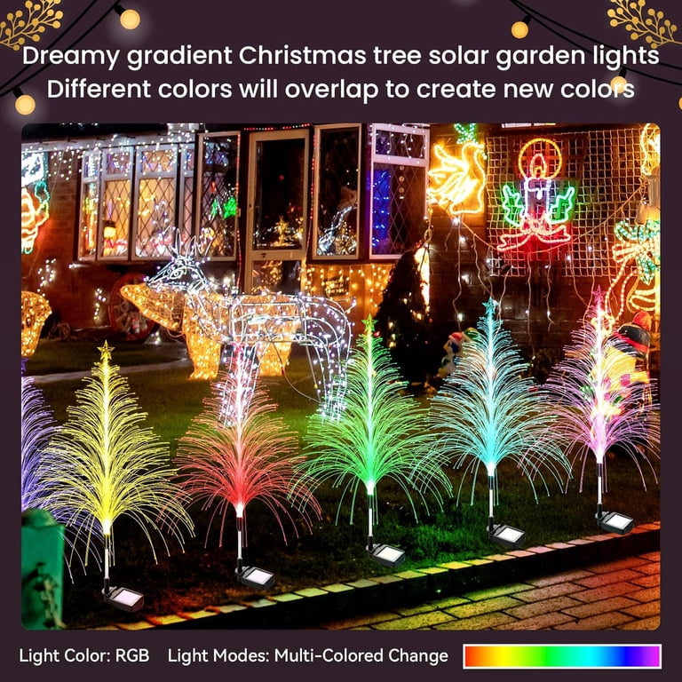 4 Packs Christmas Tree Solar Garden Light with Multi-Colored Change 4 Packs Christmas Tree Solar Garden Light with Multi-Colored Change