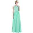 thumbnail image 4 of Zaldita Women's Sleeveless Chiffon Bridesmaid Dress Elegant Lace Wedding Formal Long Evening Party Dress Turquoise 4, 4 of 7