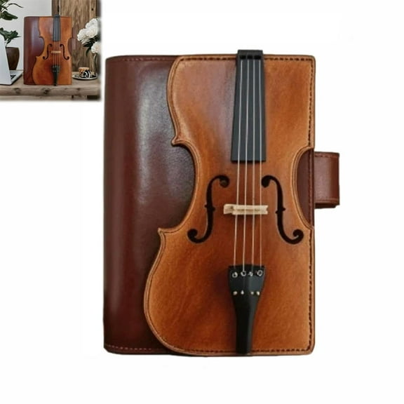 Vintage Violin Leather Notebook, Handmade Refillable Journal, 200 A5 Lined Pages, PU Leather Diary, Refillable Notebook, College Notebooks, Music Notebook, Vintage Journal, Diary Journal
