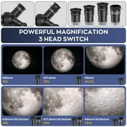 Telescope for Adults and Kids, 70/400mm(16X-134X) Refracting Telescope for Astronomy Beginners, 16x-132x, Portable Telescope with Tripod, Carrying Bag, Phone Adapter