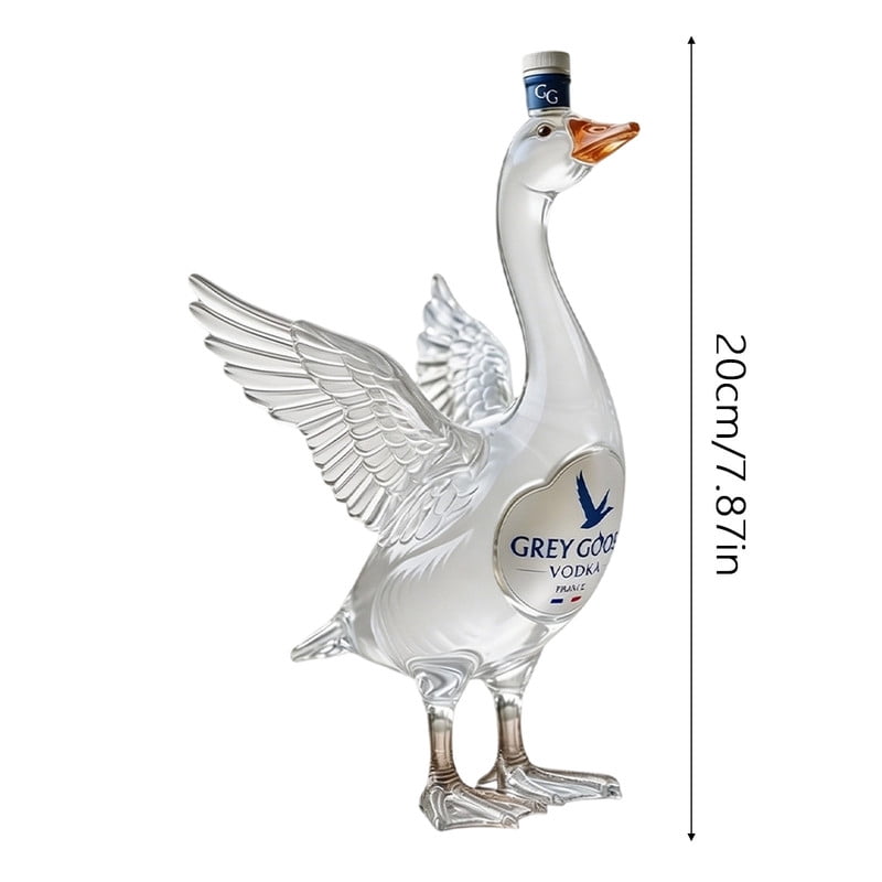 11.8oz Grey Goose Goose-Shaped Glass Decanter, Elegant Liquor Bottle with Cap for , & , Unique Home Bar Gift