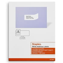 Staples Laser/Inkjet Address Labels 1" x 2 5/8" White 30 Labels/Sheet 18063/SIWT100