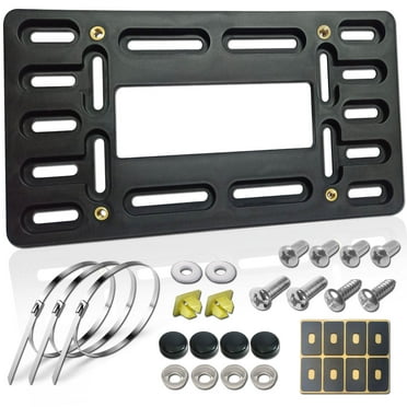 License Plate Bracket Holder- Universal Front Bumper Car Tag Frame Vehicles Mounting Kit, Black