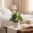 thumbnail image 3 of Green Artificial Eucalyptus Potted Plant, Faux Green Leaf Arrangement Desk Ornament, Tabletop Home Decor for Shelf Office 7.48in, 3 of 5