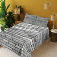 thumbnail image 3 of Ambesonne Grey Fitted & Top Sheet Set with Shams, Brick Wall English Style, Grey, 3 of 5
