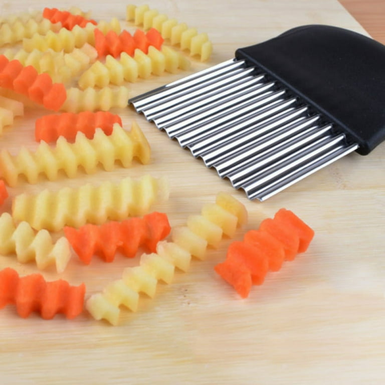 maxin Crinkle Cutter, Waffle Fry Cutter Stainless Steel Wavy Cutter,  Crinkle Cutter for Veggies, Potato, Carrots, Butter Lettuce, French Fry,  Fruit