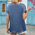 thumbnail image 4 of Spring Savings deals!Samickarr Summer Tops For Women 2024 Vacation Trendy Womens Tops On Clearance！Fashion Women's Summer V-Neck Lace Patchwork Short Sleeve Sexy Top Blouse, 4 of 7