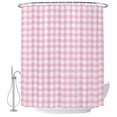thumbnail image 2 of Pink Waterproof Fabric Shower Curtain,Country French Rustic Buffalo Plaid Modern Art Waterproof Fabric Shower Curtain for Bathroom Curtains Bathtubs Hotel Shower Curtains with 12 Hooks Long 72x78in, 2 of 8