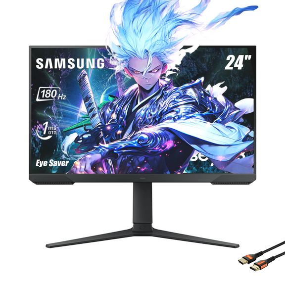 Samsung 24-Inch Monitor |Odyssey Gaming G30D | FHD 1ms 180Hz | AMD FreeSync | Eye Saver Mode | Adjustable Stand | Black Equalizer | Virtual Aim Point | Flicker-Free