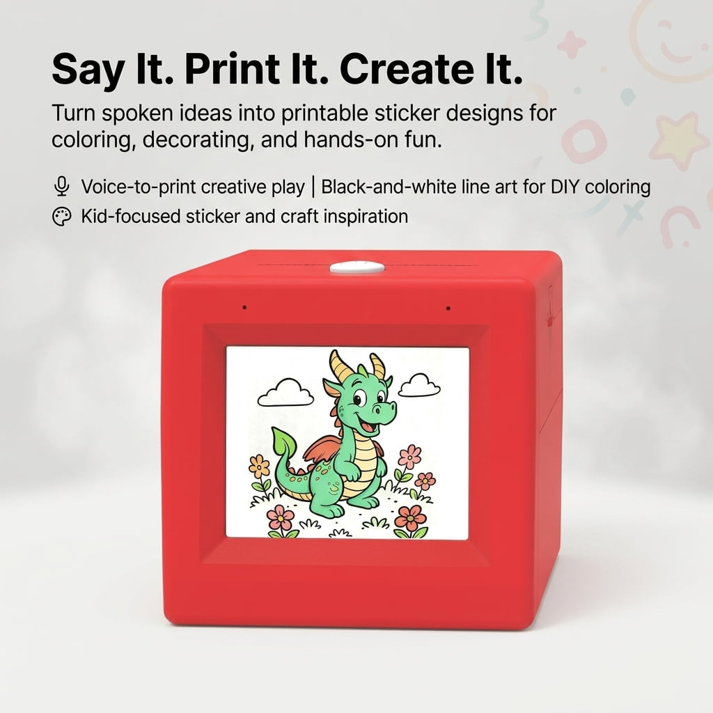 Mini Sticker Printer for Kids, Sticker Maker & Inkless Thermal Printer with Screen Preview, Portable Kids Sticker Printer for DIY Coloring Crafts, WiFi Mini Thermal Sticker Printer