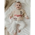 thumbnail image 4 of Miaouyo 3-6T Kids Baby Girls Boys Christmas Sweater Candy Cane Gingerbread Letter Embroidered Crewneck Long Sleeve Knit Tops, 4 of 9