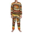 thumbnail image 3 of Salouo Colorful Swirl Print Button-Front Long Sleeve Pajama Set for Men, Soft 2Pjs Men's Long Sleeve Sleepwear-Large, 3 of 7