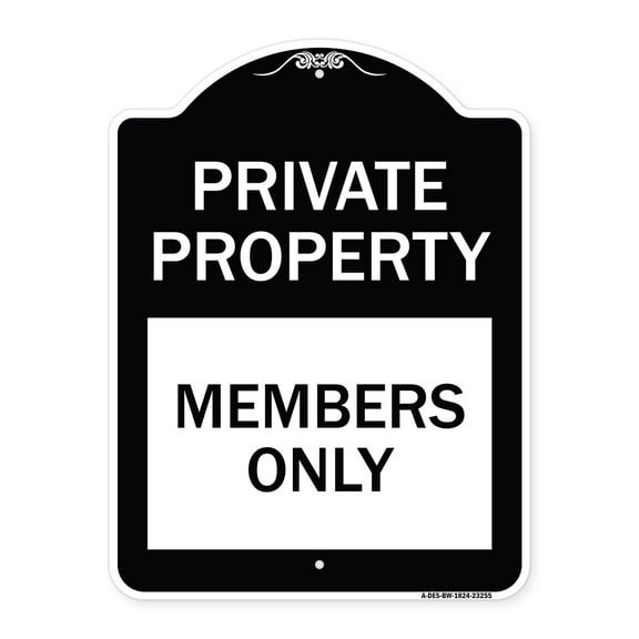SignMission Designer Series Sign - Private Parking Members Only | Black & White 18" x 24" Heavy-Gauge Aluminum Architectural Sign | Protect Your Business & Municipality | Made in the