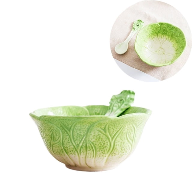 Cuenco de cerámica creativo en forma de fruta con cuchara, ensaladera de verduras, cuenco for postre, plato for servir