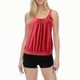 thumbnail image 1 of Swimming Suits for Women Solid Color Stylish Ruffle Tankini Tops with Boyshorts Red Womens Bathing Suits XXL, 1 of 6