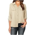 thumbnail image 1 of CEHVOM Chemise Décontractée à Manches Longues pour Femmes, Col Rabattu, Boutons, Liquidation, 1 of 8