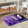 thumbnail image 2 of FJPT Purple Butterfly And Flowers Non Slip Flannel Floor Mat Kitchen Mat For Bathroom Kitchen Bedroom Decor 24x16 inch, 2 of 5