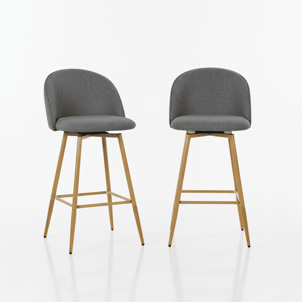 Homy Casa Set of 2 Modern Bar Stool with Fabric Upholstery - 26 in. Seat Height Adjustable Seat for Kitchen Island