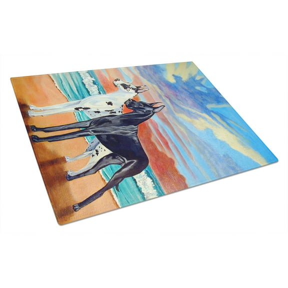Caroline's Treasures At sunset Great Dane Glass Cutting Board Large