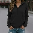 thumbnail image 2 of Womens Half Zip Oversized Hoodies Casual Long Sleeve Solid Color Hooded Sweatshirts 2025 Fall Winter Pullover with Pocket, 2 of 4